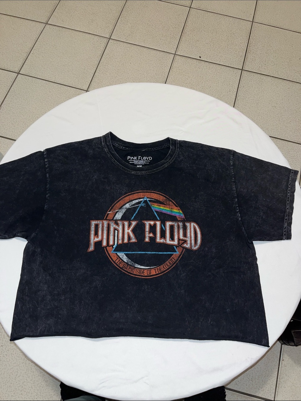 Pink Floyd Black Vintage-Style Graphic Tee Crop Top